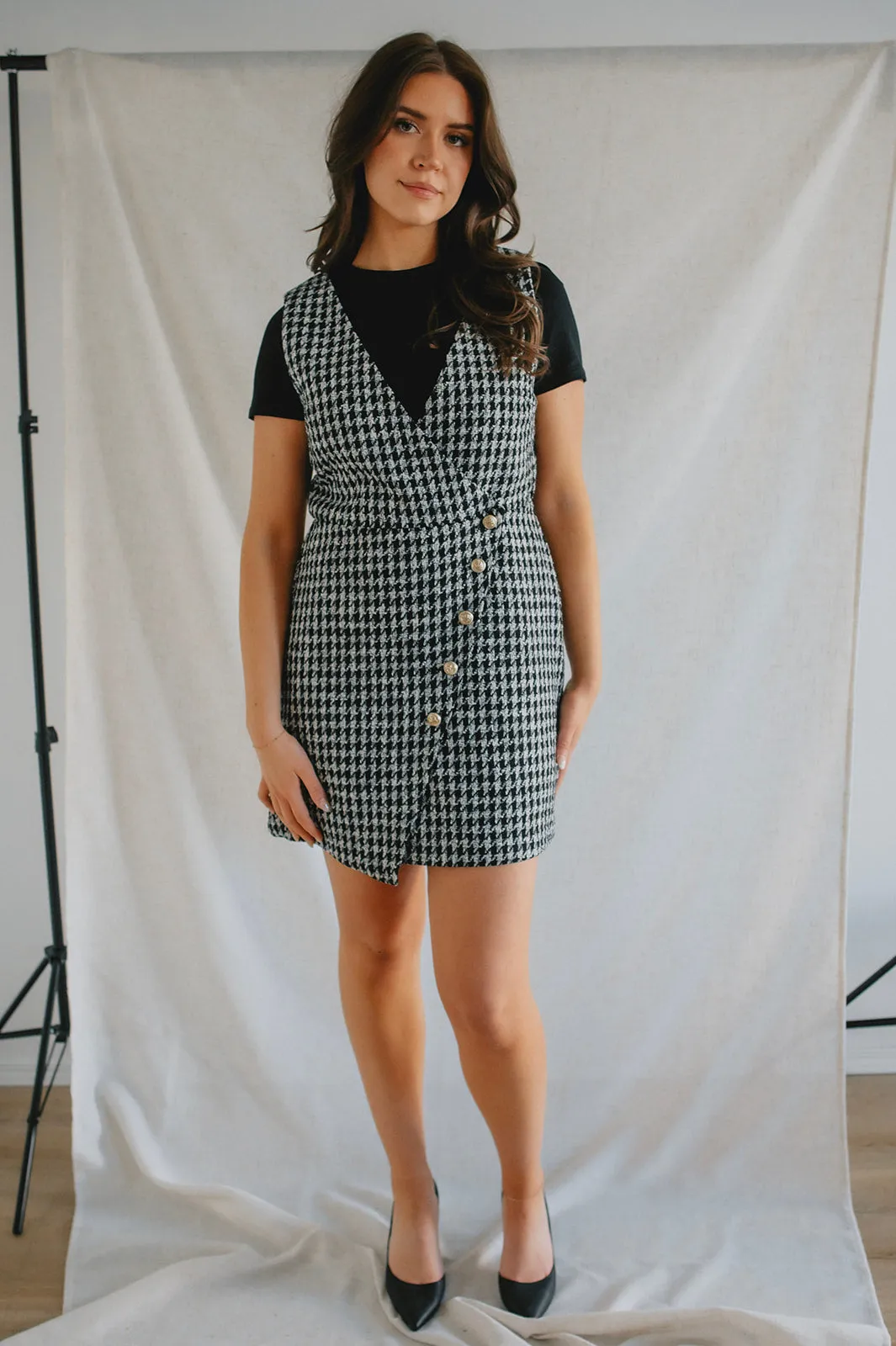 The Dogtooth Pinafore Mini Dress