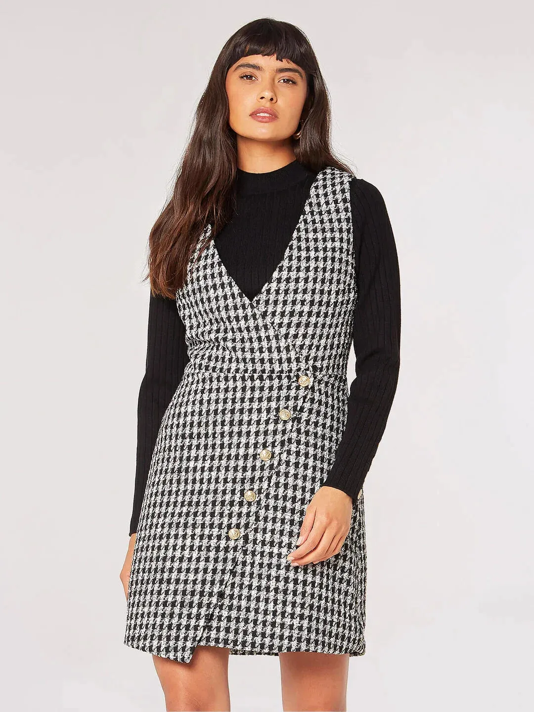 The Dogtooth Pinafore Mini Dress