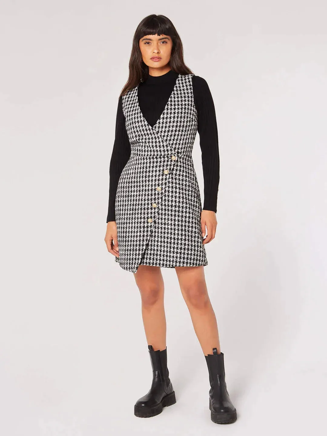 The Dogtooth Pinafore Mini Dress