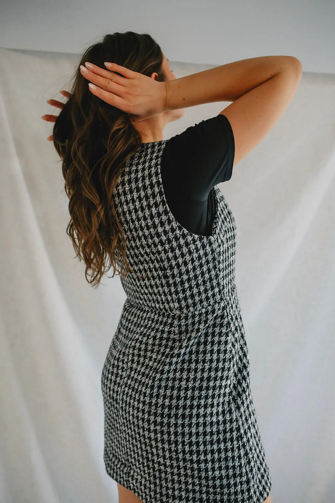 The Dogtooth Pinafore Mini Dress