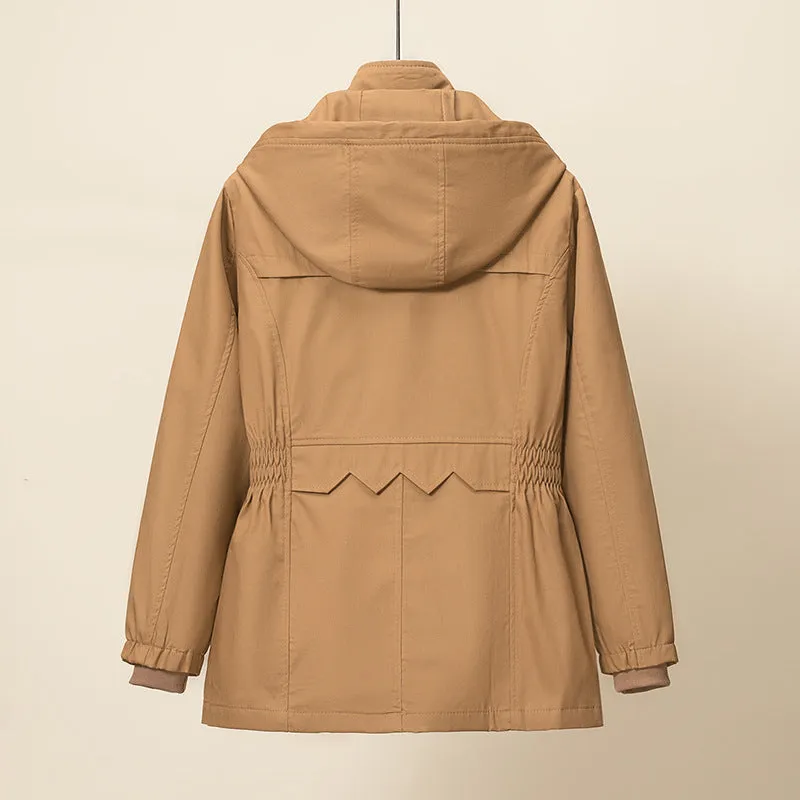 Trench Spring Hooded & Button Windbreaker Loose Jackets