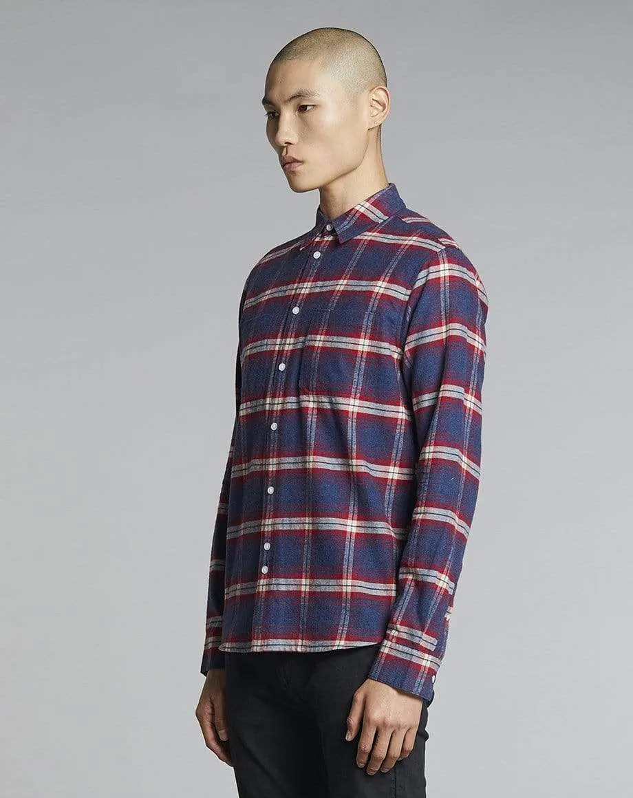 Vallegrande Check Flannel Mens Shirt | Crimson