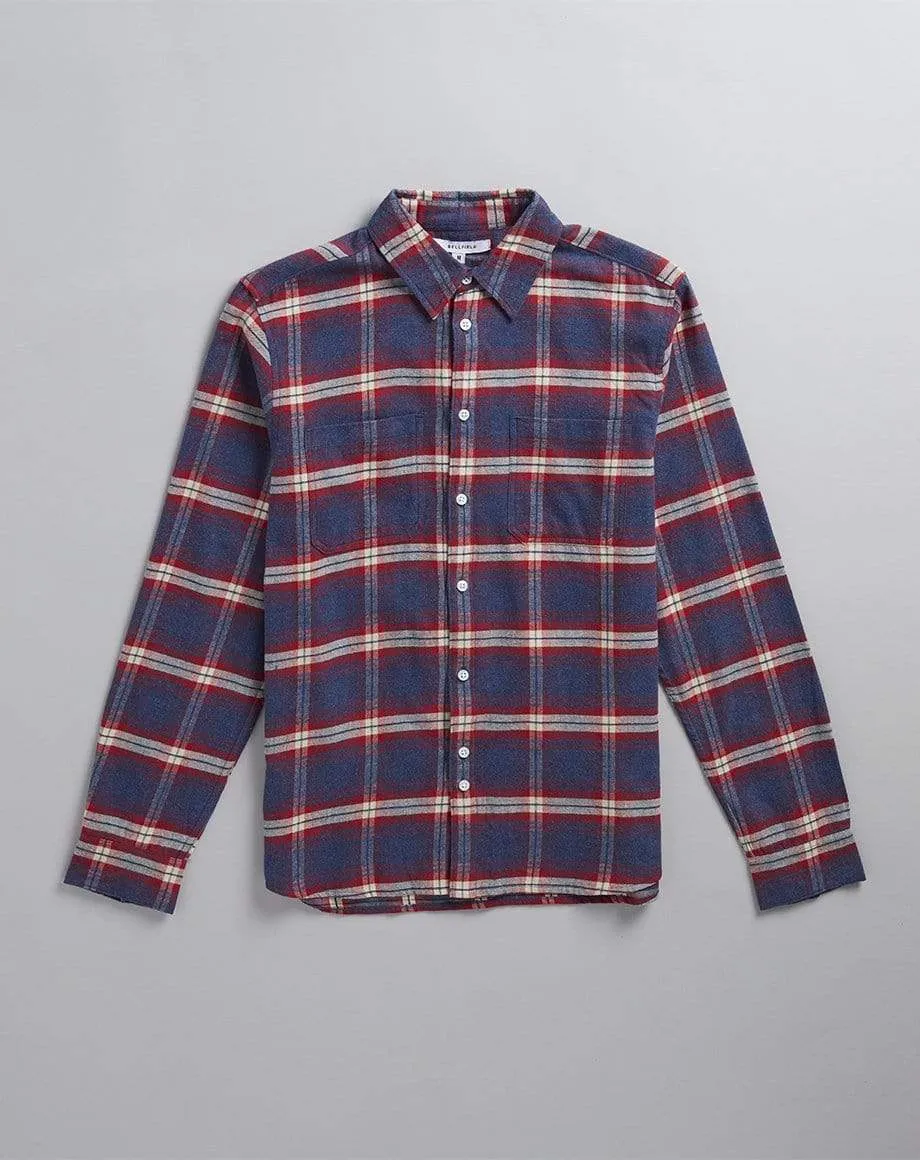 Vallegrande Check Flannel Mens Shirt | Crimson