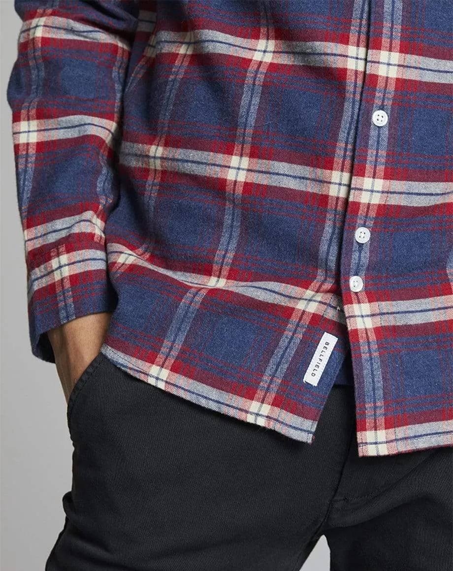 Vallegrande Check Flannel Mens Shirt | Crimson