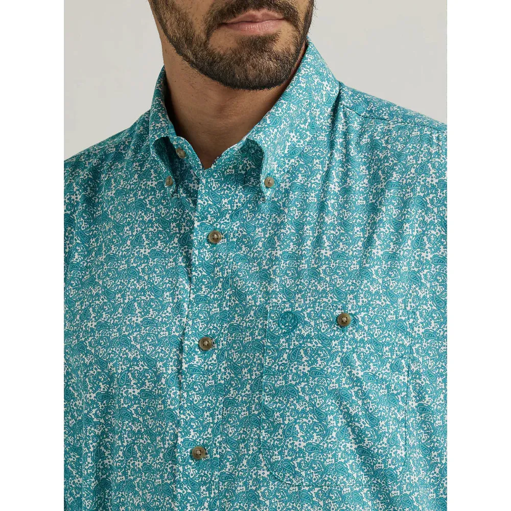 Wrangler Mens George Strait Button-Down Shirt - Teal 112338087